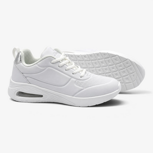 Zapatillas casual Nuxual J'hayber Cherte blancas con cámara de aire, detalle metalizado y cordones