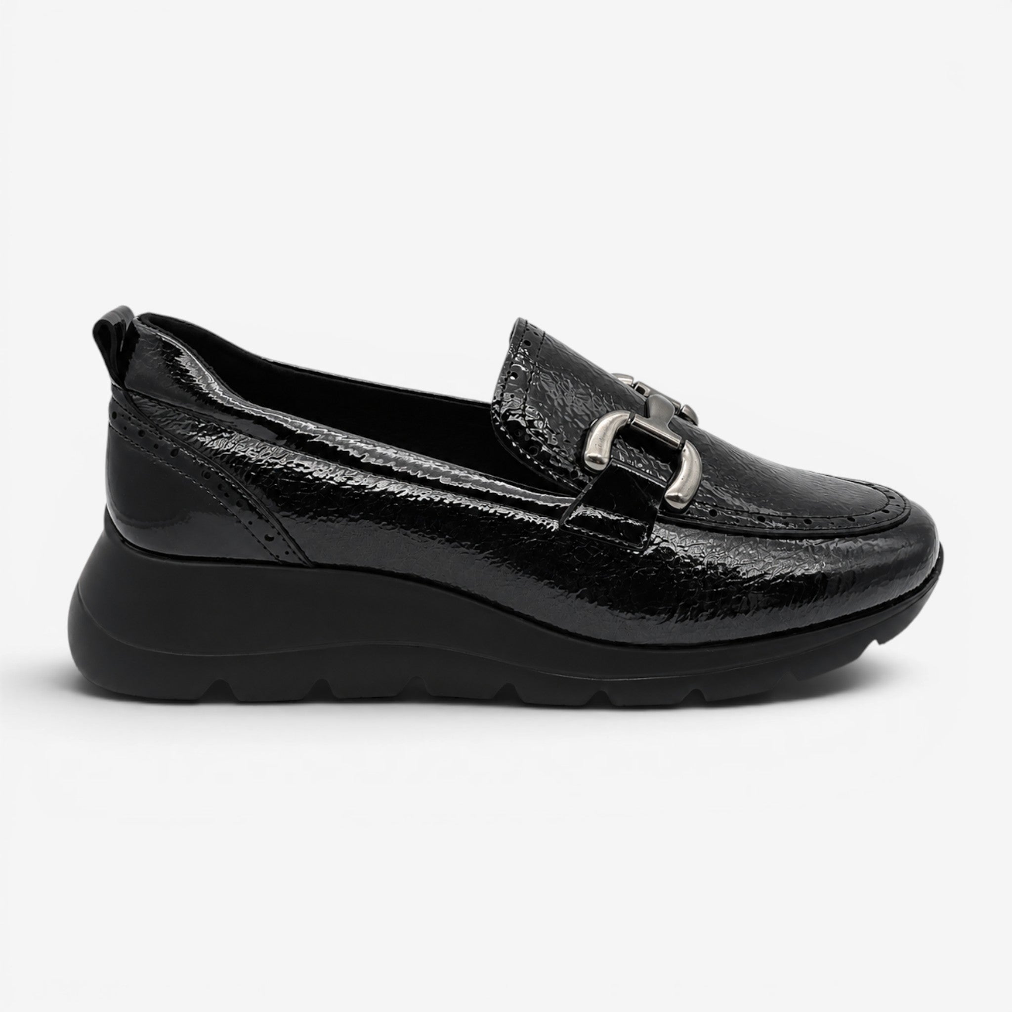 Mocasines Negro Charol con Cuña
