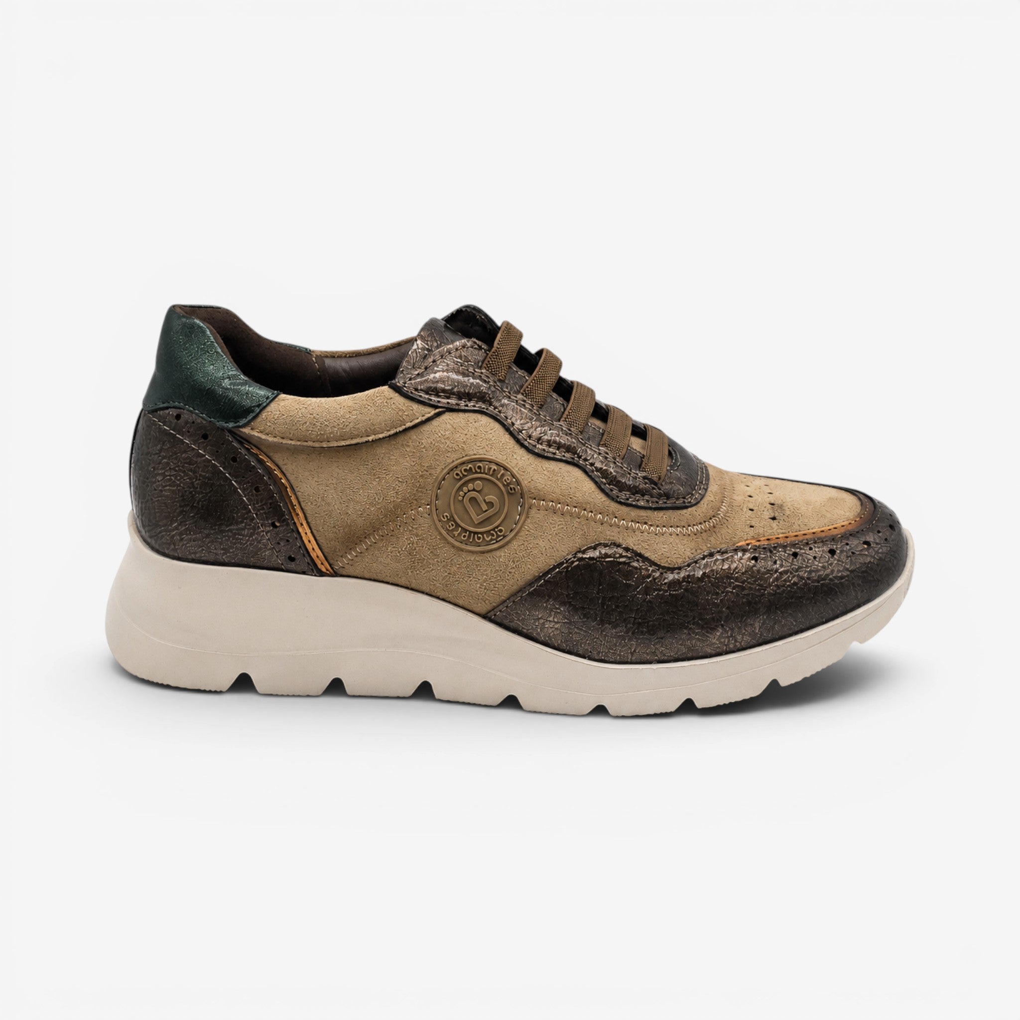 Zapatos Casual Amarpies Taupe Con Cordones Elásticos