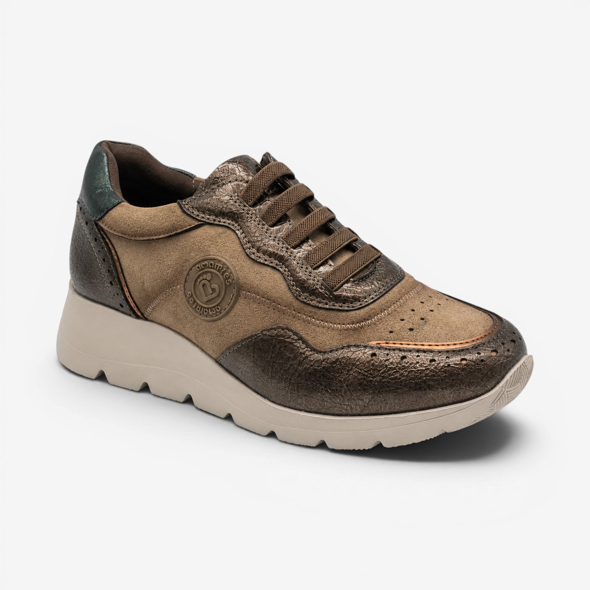 Zapatos Casual Amarpies Taupe Con Cordones Elásticos