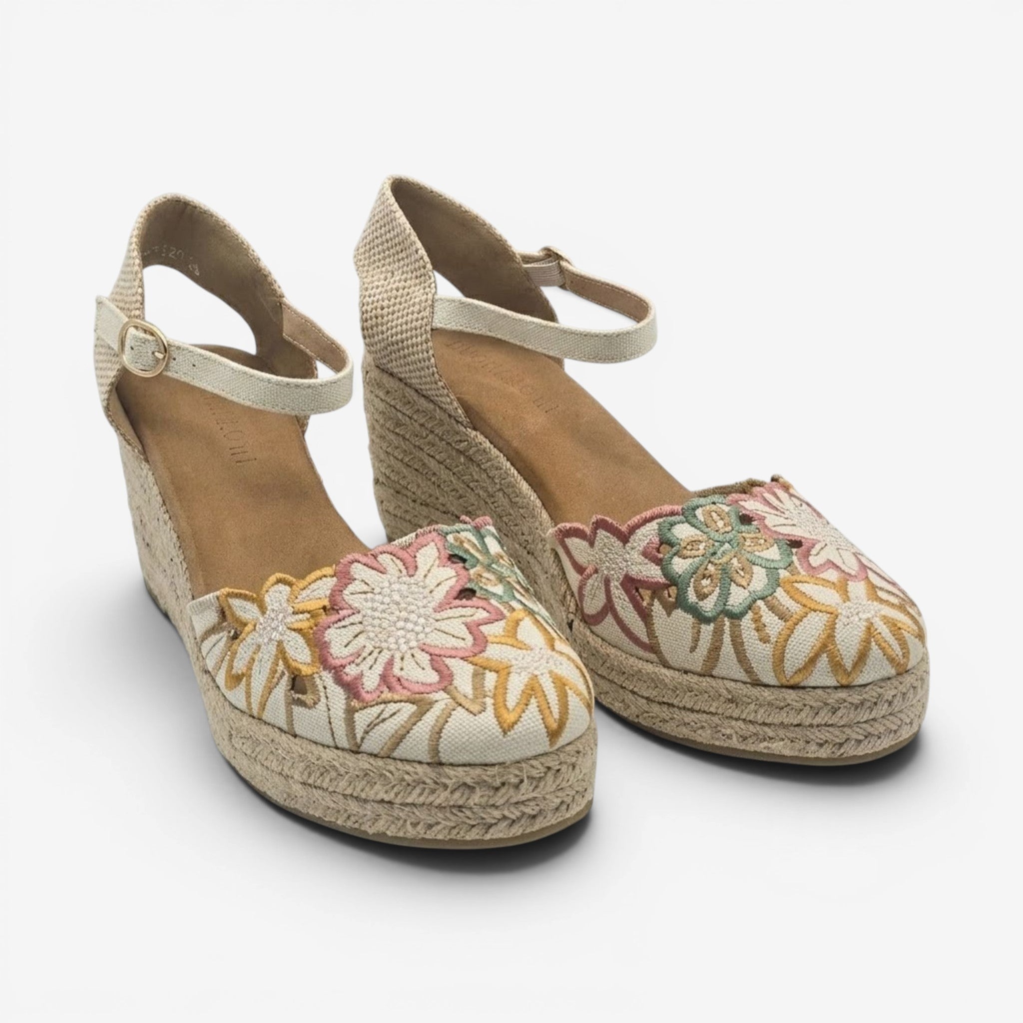 Alpargata con Cuña Floral Beige