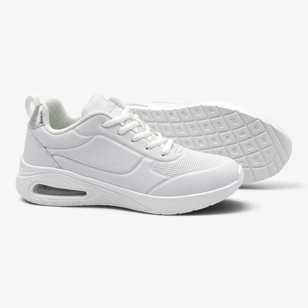 Zapatillas casual Nuxual J'hayber Cherte blancas con cámara de aire, detalle metalizado y cordones
