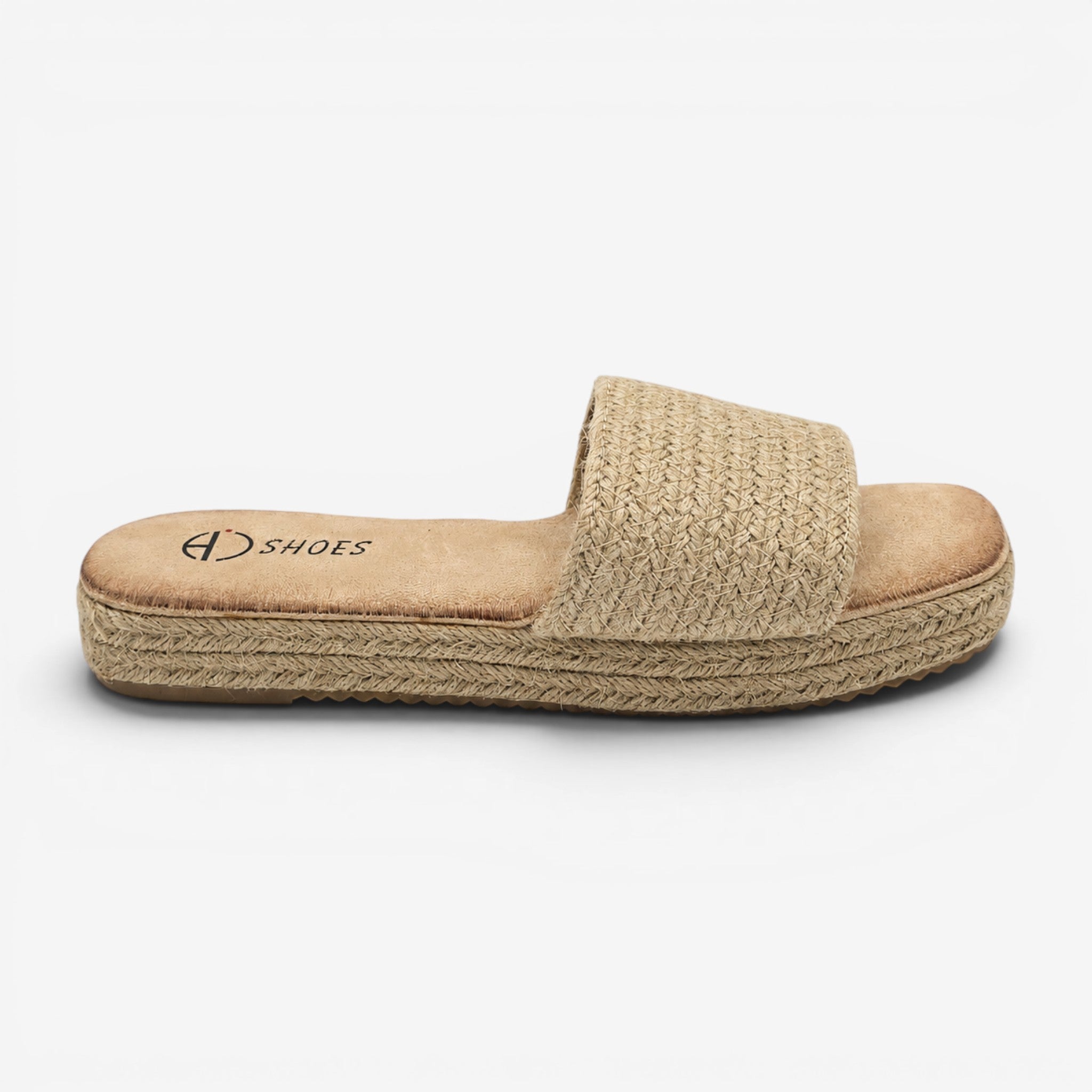 Sandalias Planas Beige con Plataforma de Yute