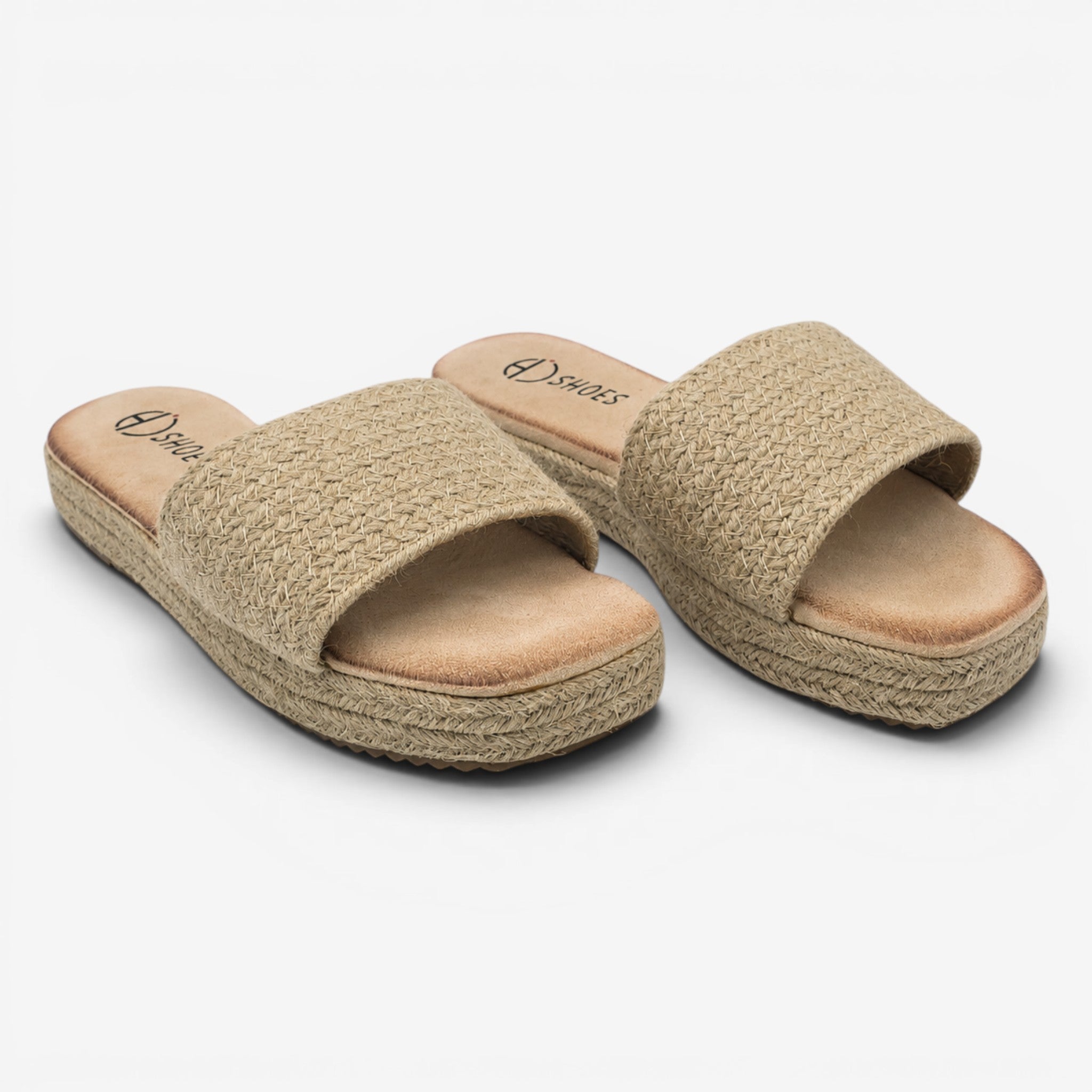 Sandalias Planas Beige con Plataforma de Yute