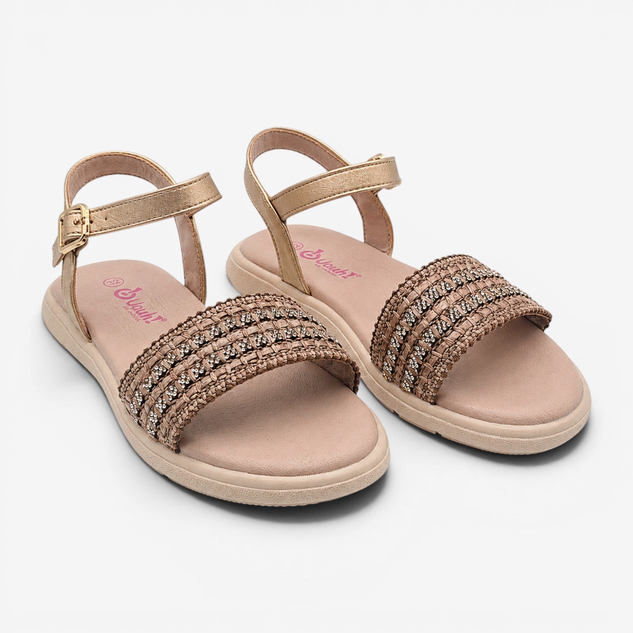 Sandalias de Niña Beige con Hebilla y Plantilla Confort