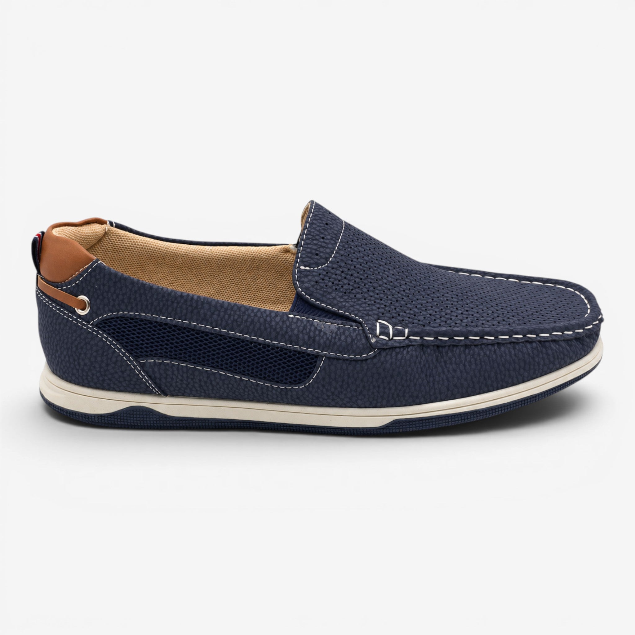 Náuticos Navy con Plantilla de Piel